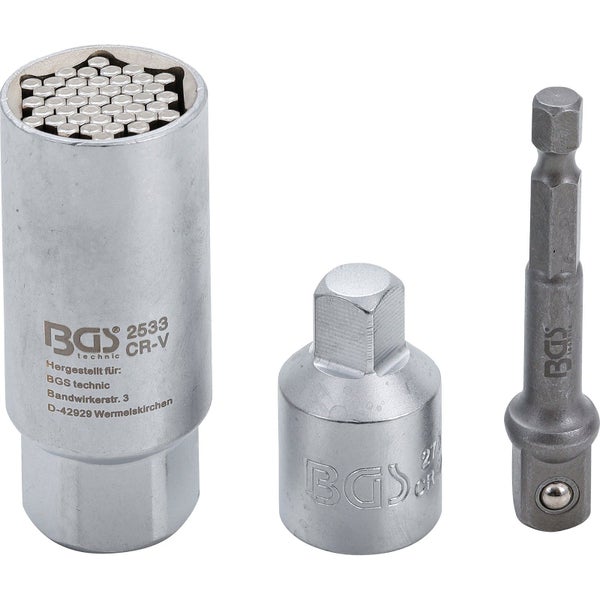 BGS Multi-Einsatz mit mit Adapter-Satz 10 mm (3/8) SW 9 - 21 mm 3tlg. - 92533