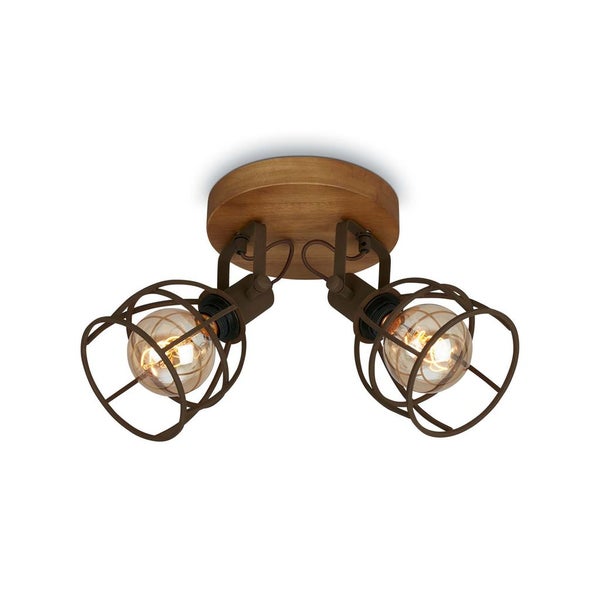 Spotleuchte Deckenspot Retro schwenkbar 2xE27 Ø22cm 25W Dunkelbraun Briloner