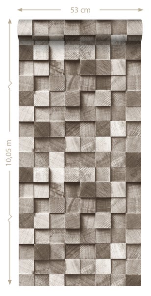 Tapete mit Holzblock-Optik, 53 cm breit und 10,05 m lang
