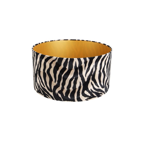 Velours Lampenschirm Zebra Design 50/50/25 Gold innen