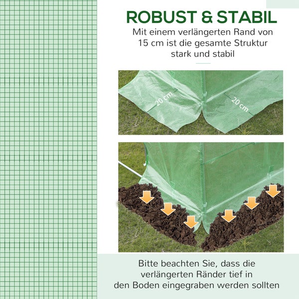 Outsunny Ersatzfolie Ersatzabdeckung 300 x 300 x 200 cm mit Fronttür, 6 Fenster reißfest Gewächshausfolie, Gartenfolie für Gewächshaus, Treibhaus, Frühbeet, Grün