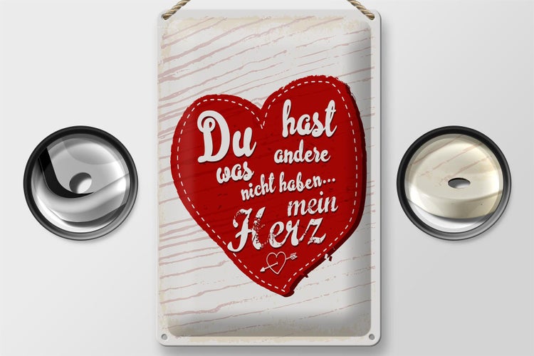 Blechschild Spruch Du hast mein Herz Liebe 20x30cm