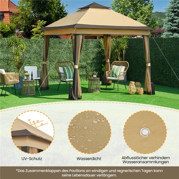 Pavillon mit UV-Schutz, wasserdichtem Material und Abflusslöchern