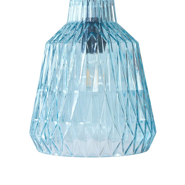 Lindby Pendelleuchte Belarion (Retro, Vintage Antik) in Blau aus Glas (1 flammig E27) - Hängelampe Esstischlampe Hängeleuchte Wohnzimmerleuchte