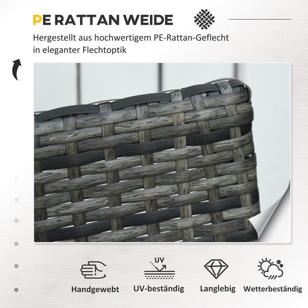 Outsunny 3-tlg. Gartenmöbel-Set, B63 x T57 x H76 cm, PE Polyrattan, Metall, Polyester, grau