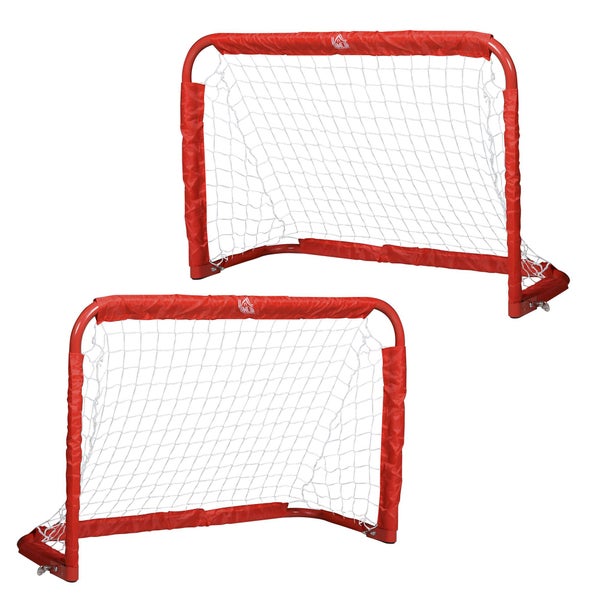 HOMCOM Fußballtore, Fußballnetz, faltbar, 90 x 36 x 60 cm, Stahl, Tetrolon, Rot