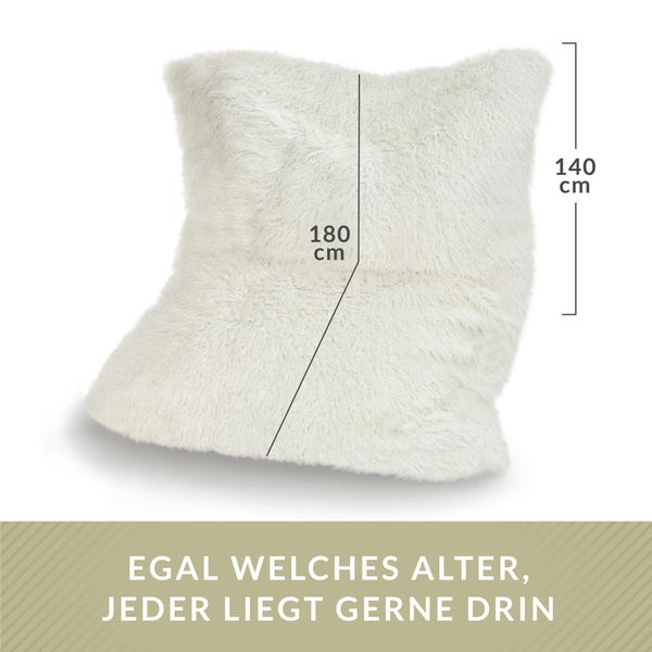 Green Bean XXL-Sitzsack Fellotpik mit Füllmaterial (EPS Perlen - 380 Liter) - Indoor Maße ca 180 x 140 cm - Bean Bag Sitzkissen Sitzpuff Sitzsessel Bodenkissen Lounge Creme