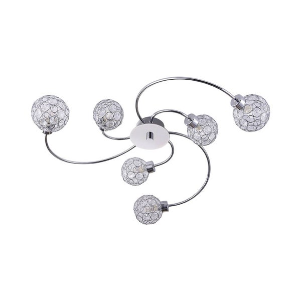 Lindby Deckenlampe Tyron (Modern) in Chrom aus Metall (6 flammig, G9) - Deckenleuchte Lampe Wohnzimmerleuchte