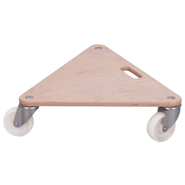 Dreieckiger Möbelroller aus Holz mit drei Rollen