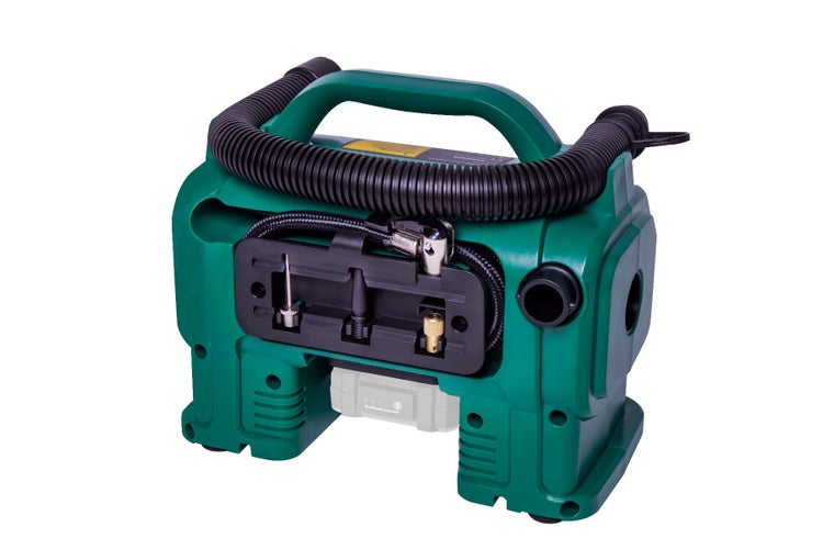 VONROC Akku-Kompressor VPower 20V - 20V Akku und 12V Zigarettenanzünder-Stecker - Befüll- und Entleerungsfunktion - Max. Arbeitsdruck 11 bar - Inkl. 8-teiligem Zubehör - Exkl. Akku und Ladegerät