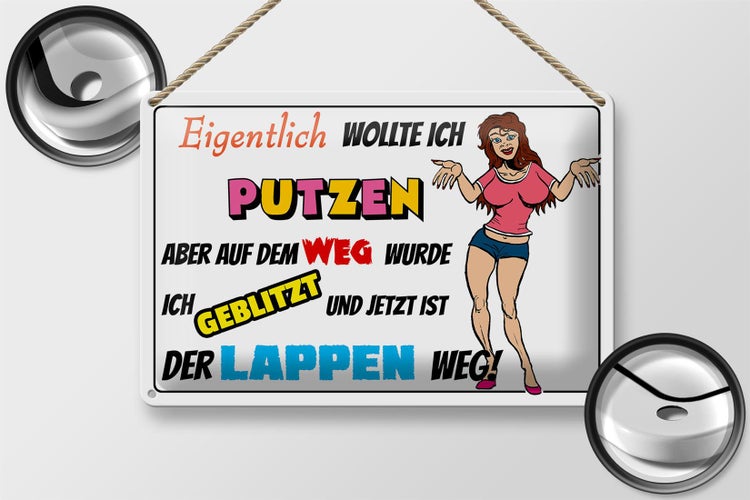 Blechschild Spruch 30x20cm eigentlich wollte ich putzen