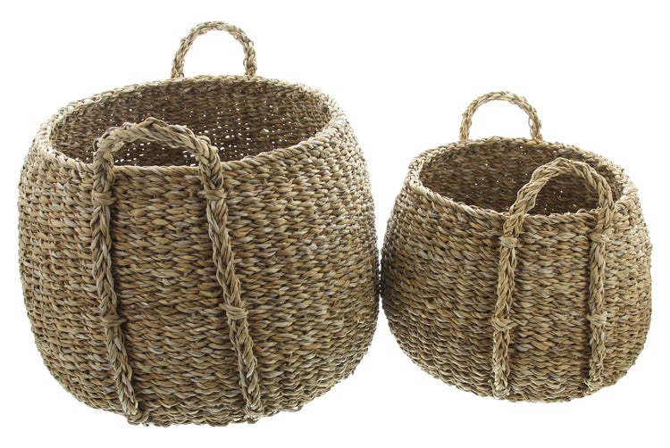 FRANK FLECHTWAREN | Füllkorb Seegras, 2er Set, SEEGRAS, ca. Ø 31 x 25 cm, Ø 45 x 30 cm