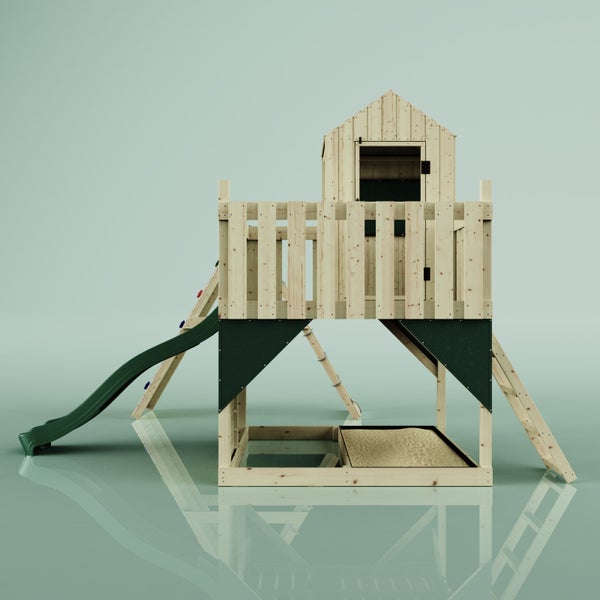 OutdoorToys Spielturm Ida aus Holz in Grün Kinderschaukel