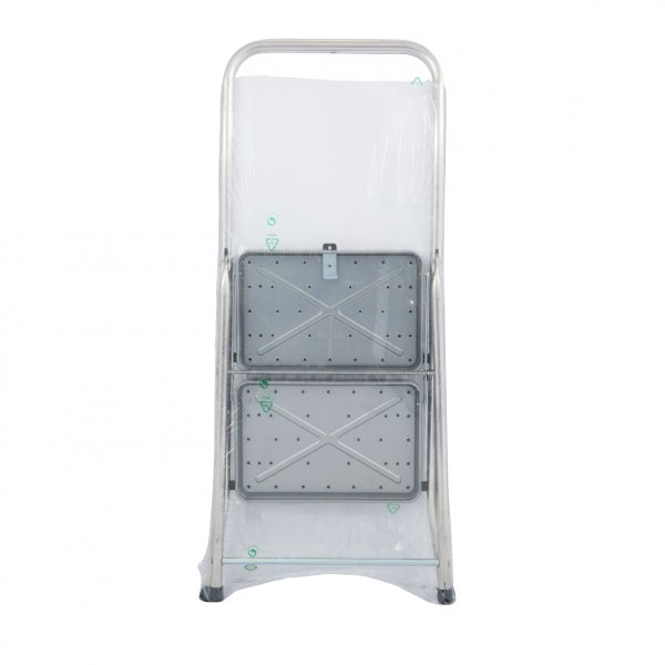 Zweistufige Haushaltsleiter aus Metall mit Trittstufen