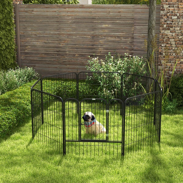 PawHut Haustier-Laufstall, 80B x 80H cm, Metall, Schwarz