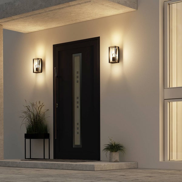Arcchio Wandleuchte außen Ismera mit Bewegungsmelder (Modern) in Schwarz aus Aluminium (1 flammig, E27) - Wandlampe für Außenwand/Hauswand Haus Terrasse und Balkon Licht nach oben & unten