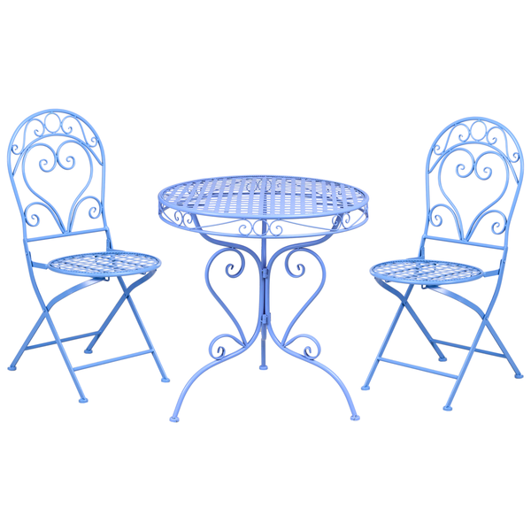 Gartentischgruppe mit zwei Stühlen aus Metall