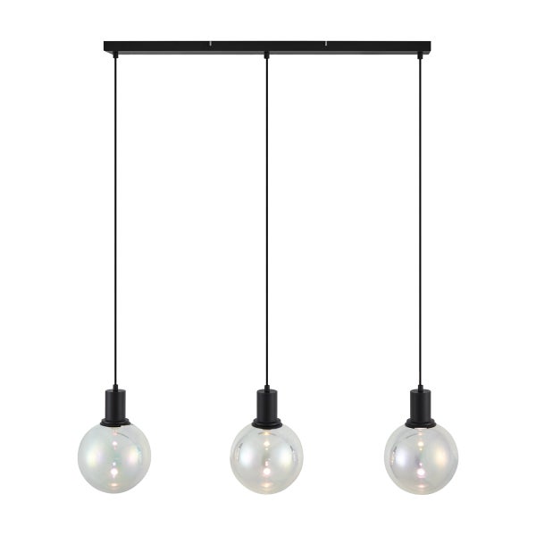 Dreiflammige Pendelleuchte mit runden Lampenschirmen