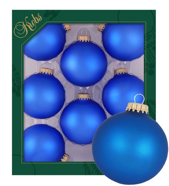 Blau matt 7cm Glaskugeln uni, 8 Stck., Weihnachtsbaumkugeln, Christbaumschmuck, Weihnachtsbaumanhänger