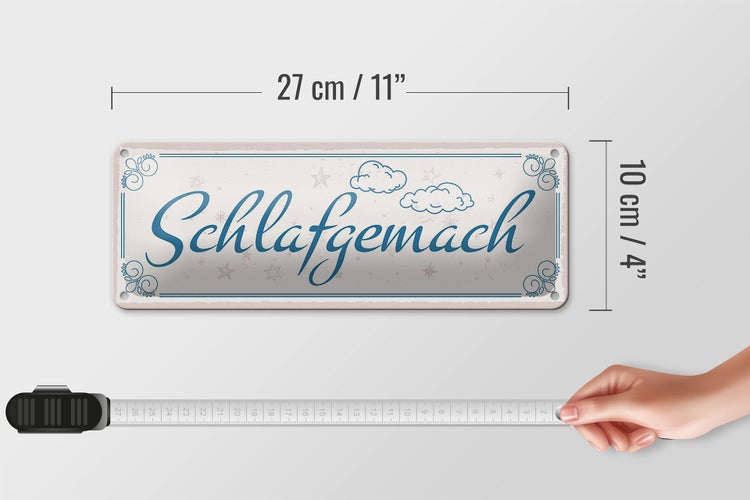 Blechschild Spruch 27x10cm Schlafgemach Dekoration