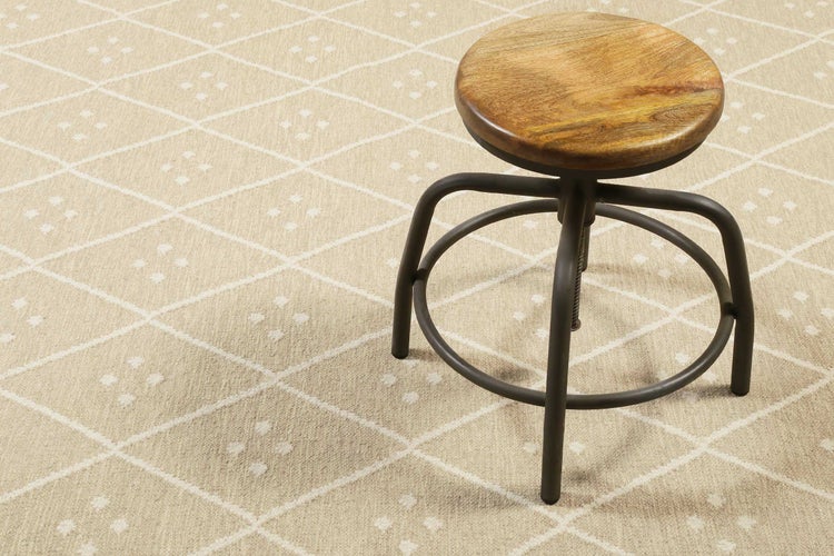 Kelim Teppich Beige Creme meliert aus Wolle Vermont Green Looop 200x290 cm