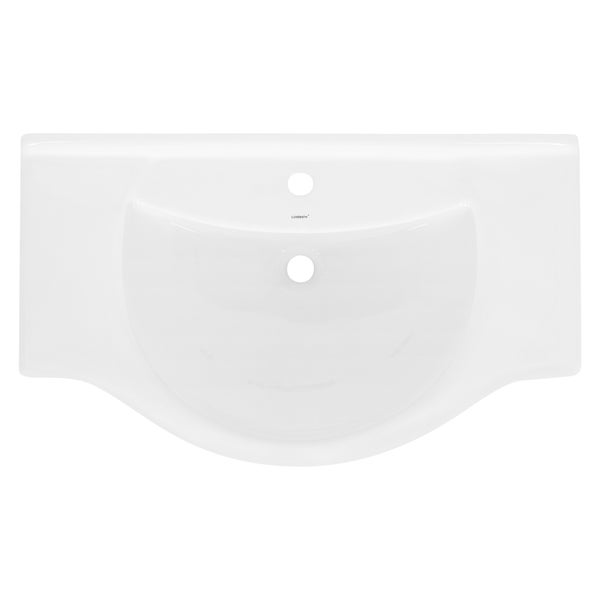 ML-Design Waschbecken aus Keramik Weiß 86x21,5x51,5 cm, Einbauwaschbecken mit Hahnloch und Überlauf, Aufsatzwaschbecken Einbauwaschtisch Waschschale Waschplatz Handwaschbecken, für das Badezimmer