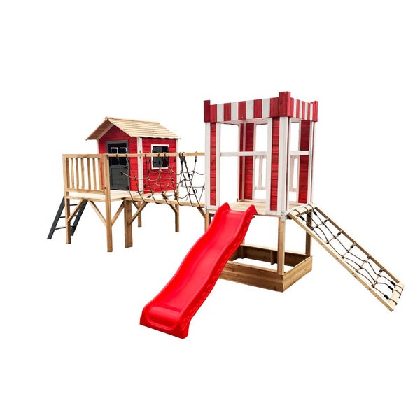 Home Deluxe - Spielpark WUNDERLAND - Kiefernholz, 555 x 340 x 215 cm, zum Klettern, Rutschen, Buddeln I Kinderpark Outdoor Spielplatz Klettergerüst