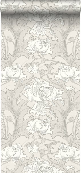 Borastapeter Tapete Blumen Beige und Weiß - 53 cm x 10.05 m - 660078