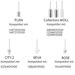 Übersicht verschiedener Spülkasten-Ventile passend zu den Serien Plan, Collection Moll, City.2, Reva und Rose.