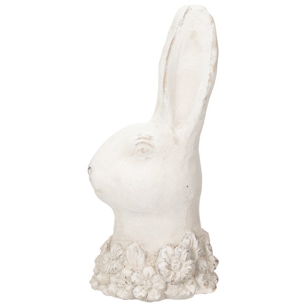Dekorative Hasenbüste mit Blumenkranz