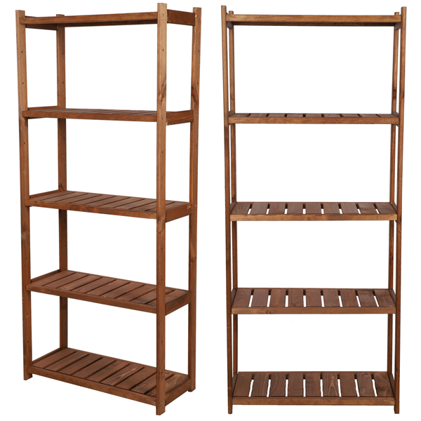 PROREGAL Holzregal SPREEWALD HxBxT 163x70x33cm 5 Ebenen Massives Kiefernholz Braun geölt