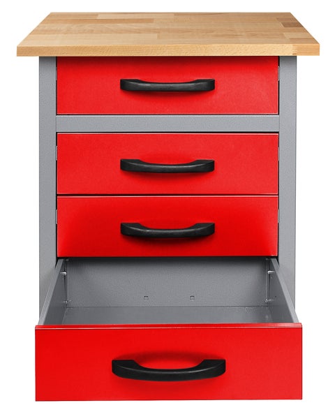 Ondis24 Werkstatt Set Bastler 240 cm 2 Schränke rot, Werkstatteinrichtung, Werkbank