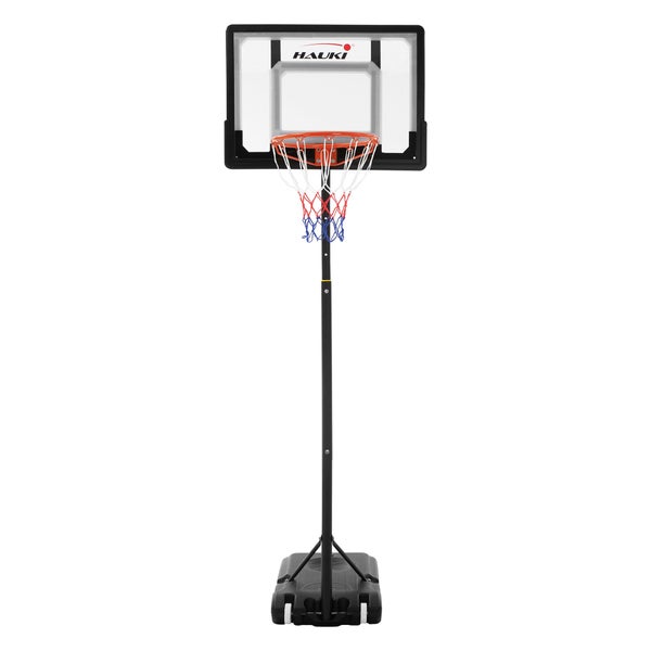 Hauki Basketballkorb-Set Outdoor mit Ständer, Rollen, Ball, Pumpe, Weiß, höhenverstellbar 156-210 cm, Basketballständer mobil, Korbanlage tragbar, befüllbar, Basketballanlage für Kinder/Erwachsene