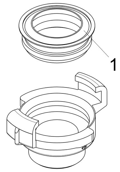 Technische Zeichnung eines Ersatzteils: Napf mit Dichtung.