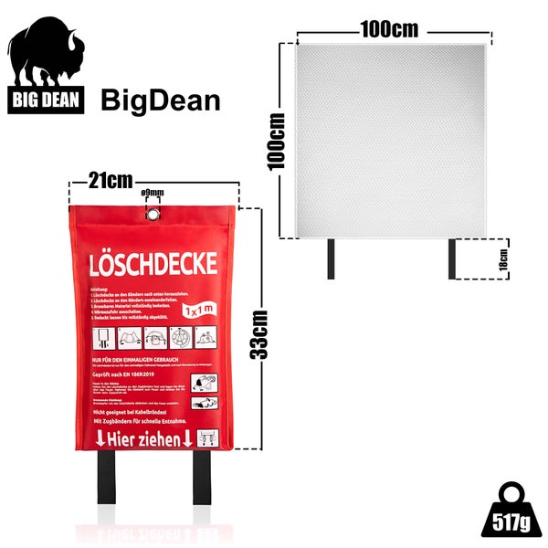 Big Dean Löschdecke mit den Maßen