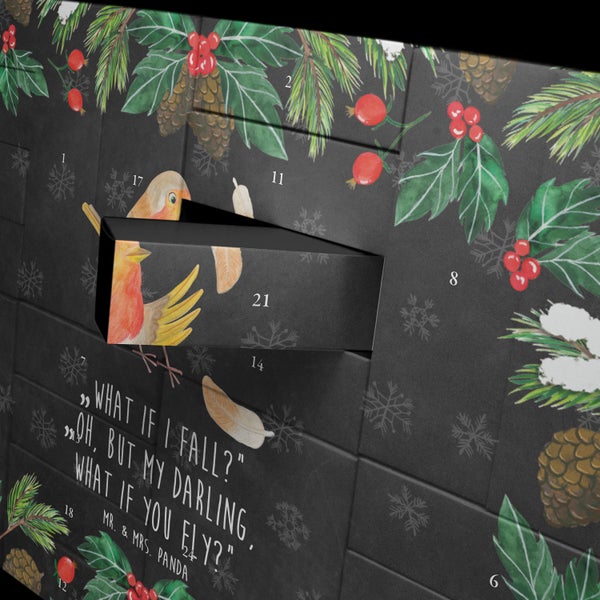 Mr. & Mrs. Panda Befüllbarer Adventskalender Rotkehlchen Federn - Schwarz