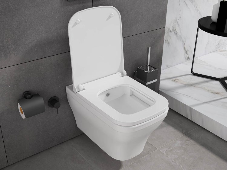 Aqua Bagno Design Hänge-Dusch-WC Firo 10.28.10.01KT – Spülrandlos – Bidetfunktion – Softclose-Sitz