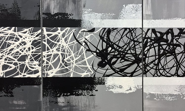 Das Wandbild -From Black To White- 230x90x2 cm handgemaltes Unikat