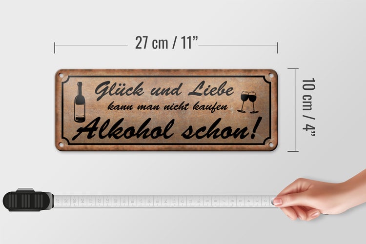 Blechschild Spruch 27x10cm Glück Liebe nicht kaufen Dekoration