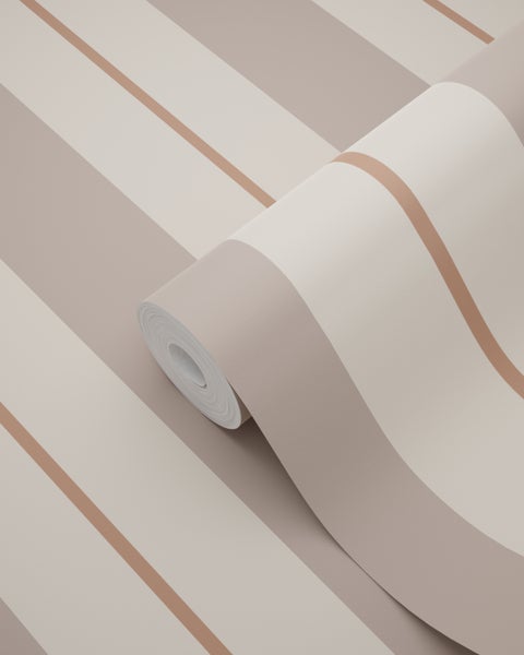Rolle Vliestapete mit modernem Streifenmuster aus Längsstreifen in verschiedenen Breiten.