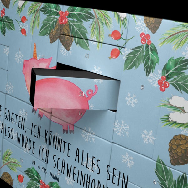 Mr. & Mrs. Panda Befüllbarer Adventskalender Einhorn Schwein - Blau Pastell