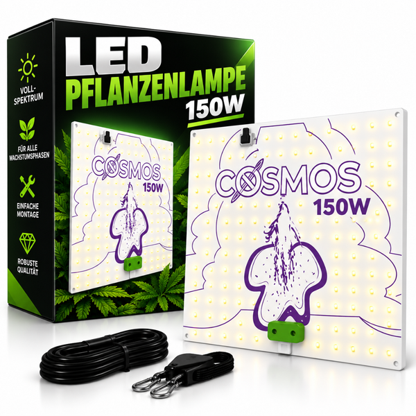 LED Pflanzenlampe 150 Watt mit Vollspektrum für alle Wachstumsphasen inklusive Aufhängung und Kabel