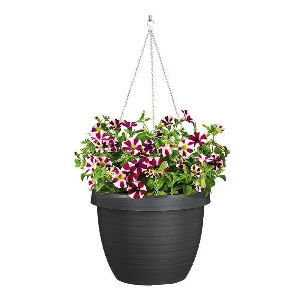 Scheurich Country Star 30, Hängeampel/Hängetopf, rund,  aus Kunststoff Farbe: Metallic Grey, 29 cm Durchmesser, 22,4 cm hoch, 8,5 l Vol.