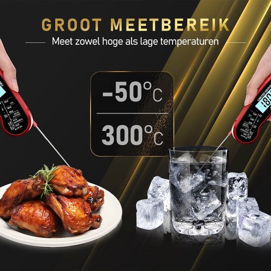 MostEssential Fleischthermometer - Limited Edition Red - 2x Ersatzbatterie