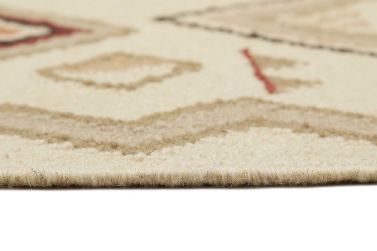 Kelim Teppich Creme Beige Rot aus Wolle Brionne Green Looop 160x230 cm