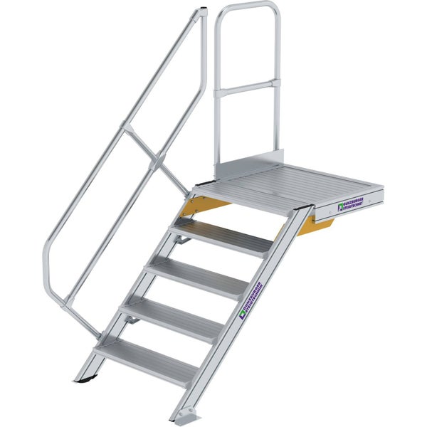 Günzburger Steigtechnik Treppe mit Plattform 45° Stufenbreite 800 mm 5 Stufen Aluminium geriffelt - 600445