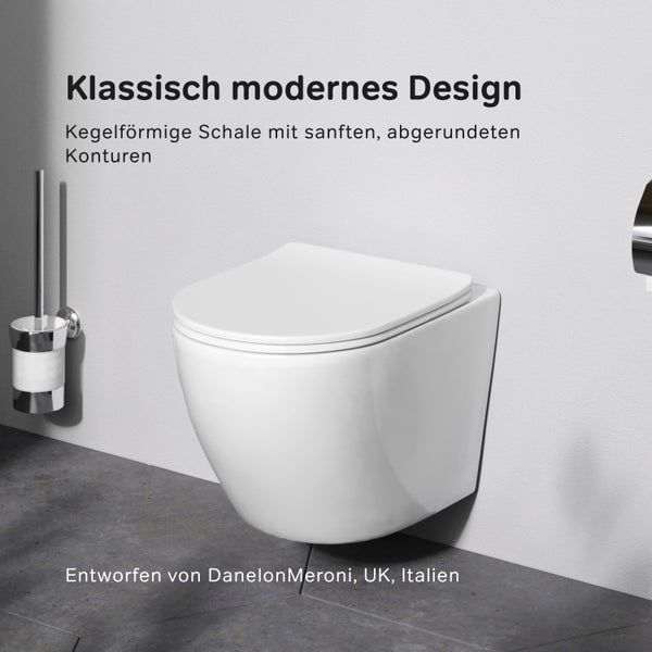 AM.PM Wand-WC  Tiefspüler ohne Spülrand weiß glänzend mit WC-Sitz CLA1900PSC Like
