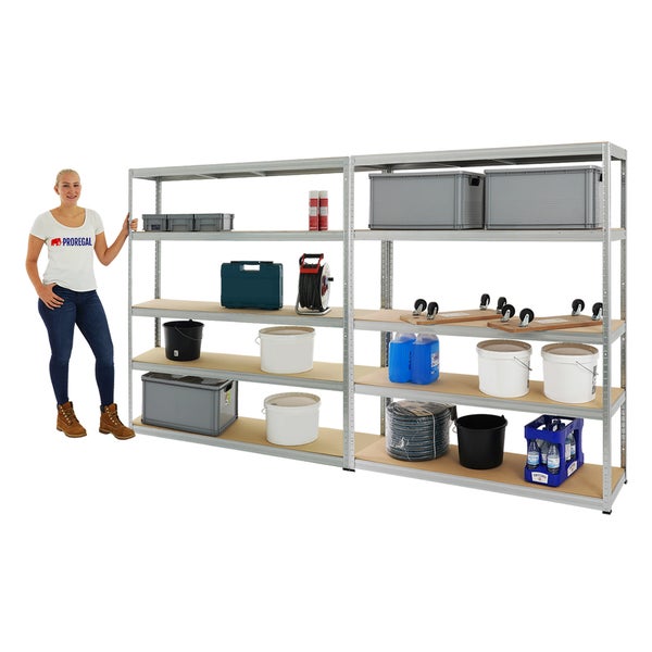 PROREGAL Mega Deal 2x Schwerlastregal Giant Elephant HxBxT 180 x 150 x 45 cm Fachlast 200 kg Verzinkt