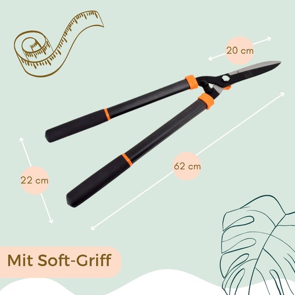 Gartenschere mit Softgriff, Klingenlänge 20 cm, Gesamtlänge 62 cm