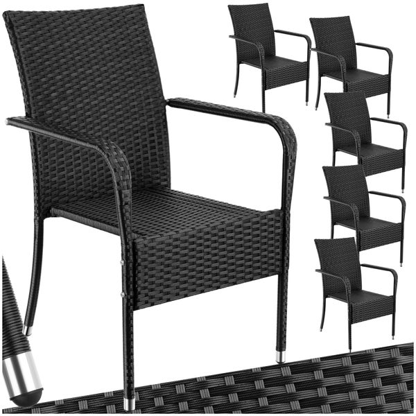 Rattanstuhl tectake Girona 58 x 67 x 90 cm, Belastbarkeit 120 kg widerstandsfähig schwarz